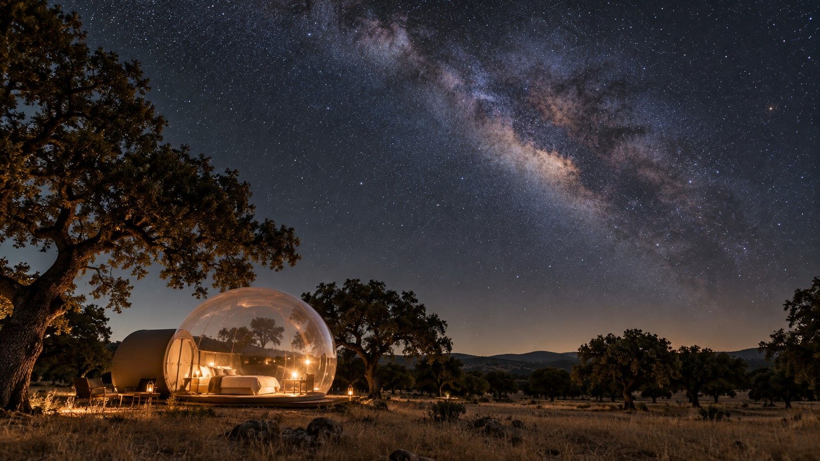 Dormir bajo las estrellas en una dehesa de Extremadura